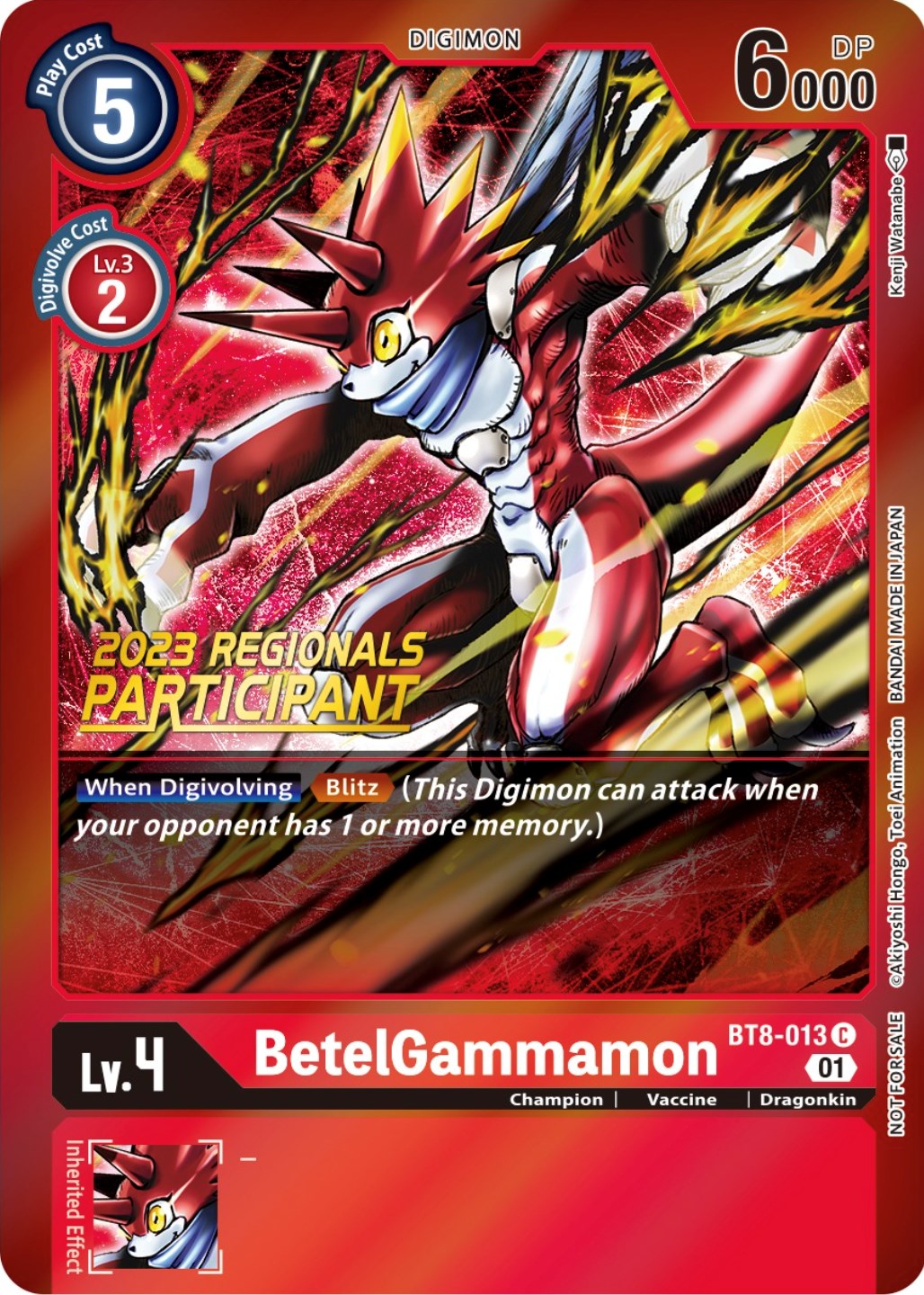 digimon card game bt8 BetelGammamon [BT8-013] (2023 Regionals Participant) [New Awakening Pr –  Dungeons & Javas