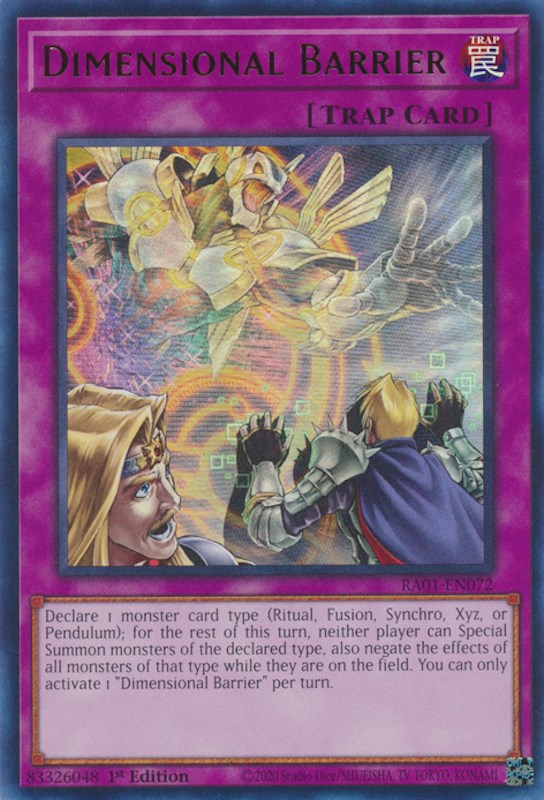 Dimensional Barrier [RA01-EN072] Ultra Rare – Dungeons & Javas