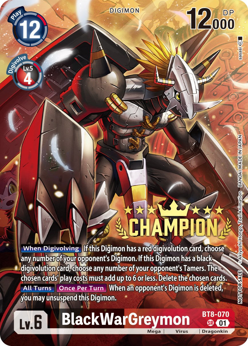 BlackWarGreymon [BT8-070] (Digimon 3-On-3 November 2023 Champion) [New –  Dungeons & Javas