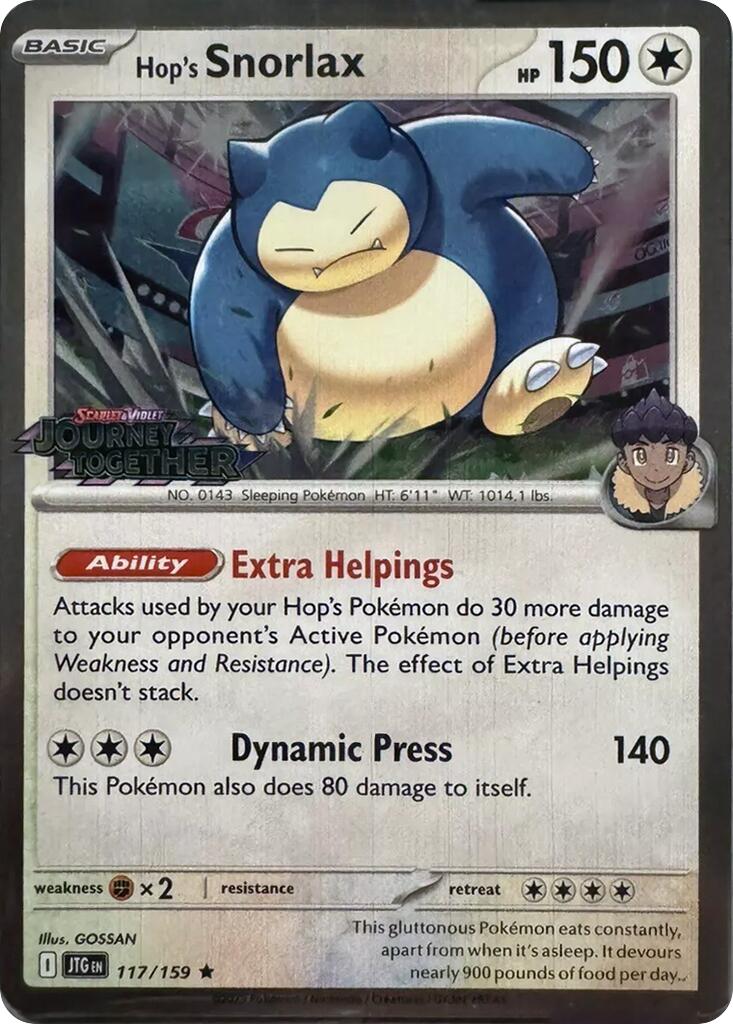 Hop's Snorlax (117/159) (Cosmos Holo) [Scarlet & Violet: Journey Toget –  Dungeons & Javas