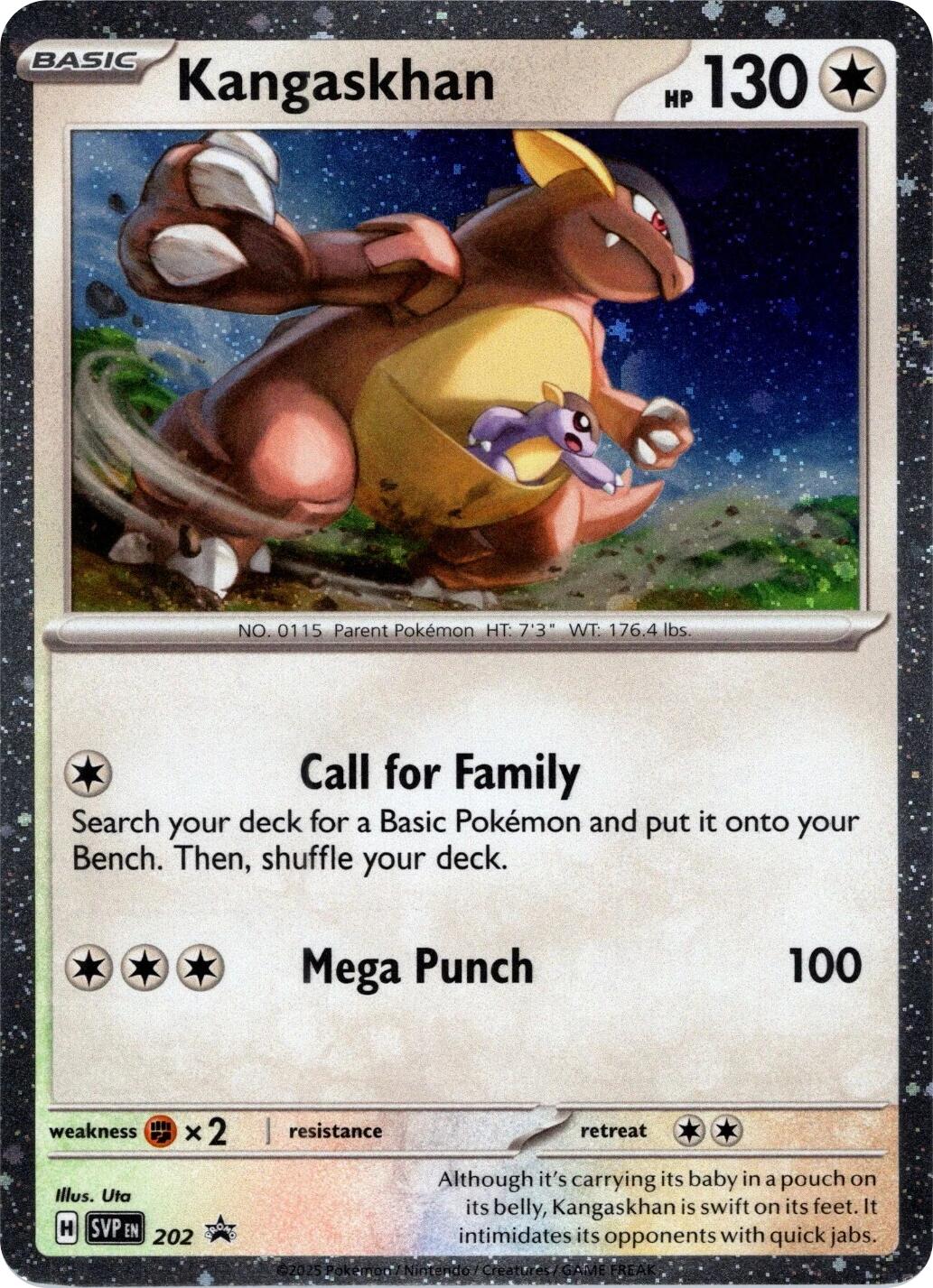 kangaskhan holographic pokemon card value - ex 115/165 - Pokemon 151 - Double Rare - Holo Foil Colorless / 90 / Basic Attack 1 Kangaskhan (202) (Cosmos Holo) [Scarlet