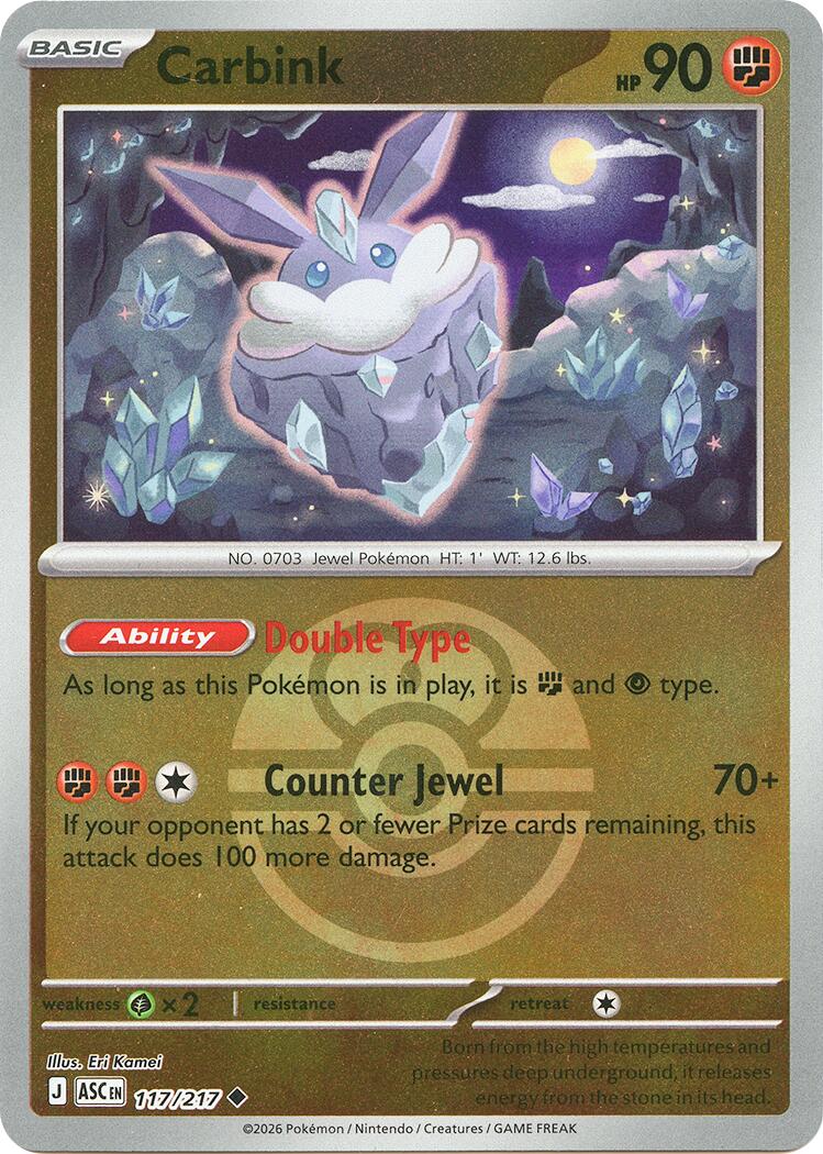 pokemon card carbink 50/124 Reverse Holo Near Mint Carbink (117/217) (Dusk Ball) [Mega
