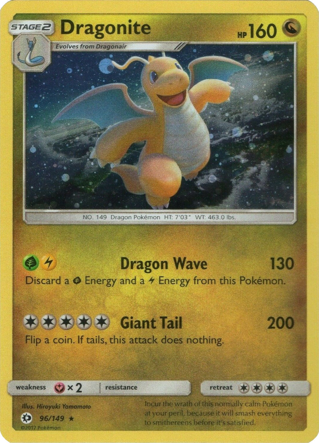 Dragonite (96/149) (Cosmos Holo) [Sun & Moon: Base Set] – Dungeons & Javas