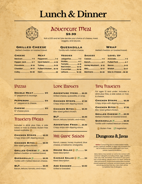 Lunch & Dinner Menu