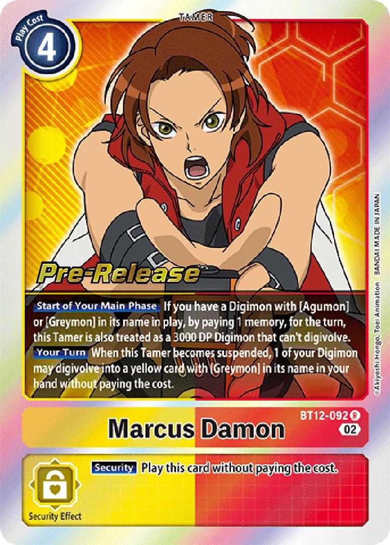digimon card game across time Marcus Damon [BT12-092] [Across Time Pre-Release Cards] – Dungeons & Javas