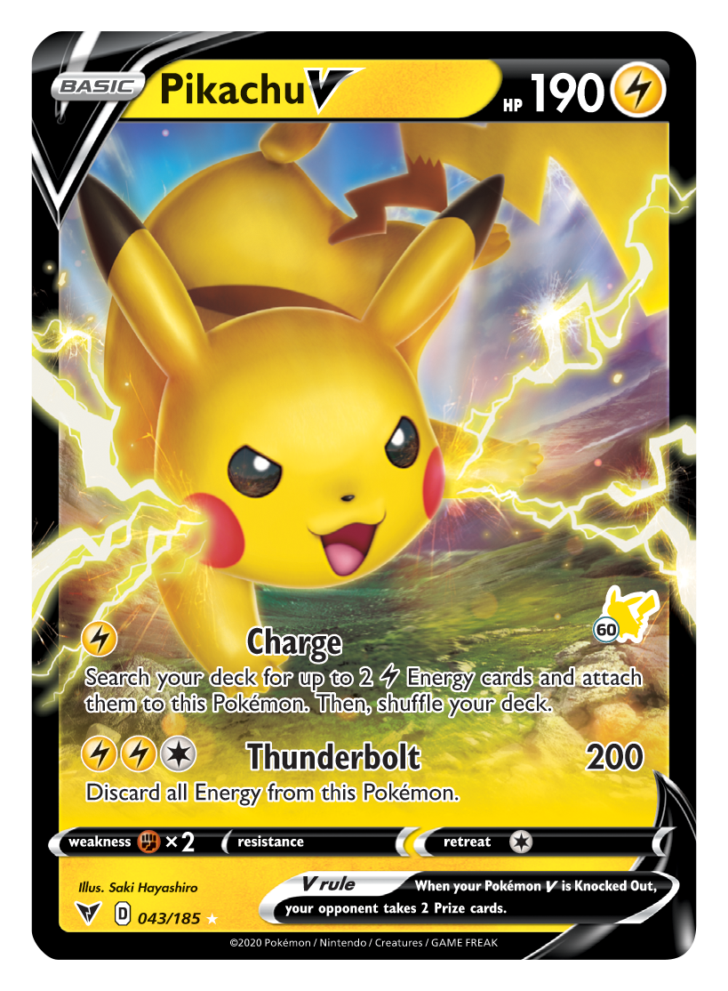 Pikachu V (043/185) (Pikachu Stamp #60) [Battle Academy 2022] – Dungeons &  Javas